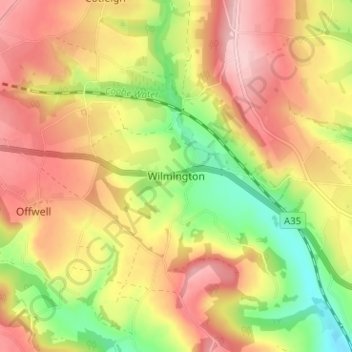 Mapa topográfico Wilmington, altitud, relieve