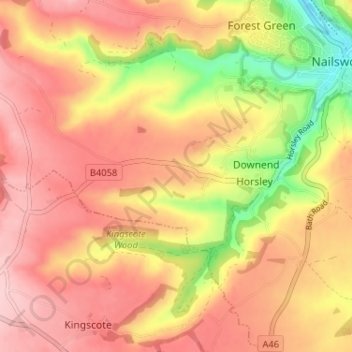 Mapa topográfico Nupend, altitud, relieve