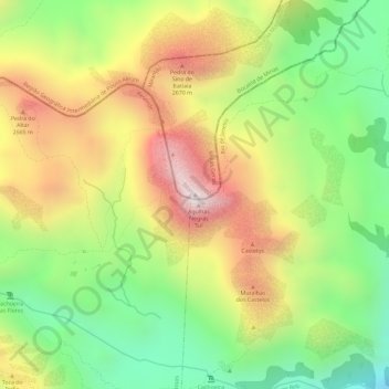 Mapa topográfico Pico das Agulhas Negras, altitud, relieve