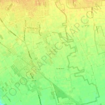 Mapa topográfico Castellazzo de' Barzi, altitud, relieve