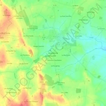 Mapa topográfico Mesnil Boissy, altitud, relieve