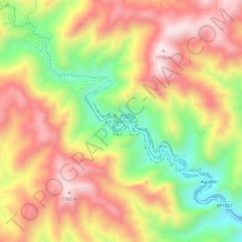 Mapa topográfico Ait Mansour, altitud, relieve