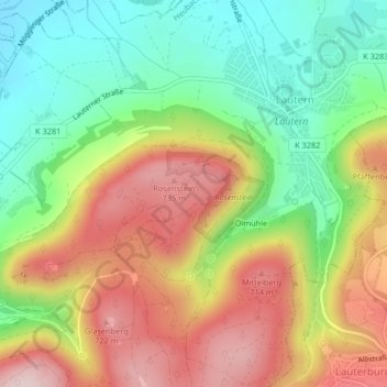 Mapa topográfico Scheuerhau, altitud, relieve