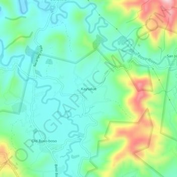 Mapa topográfico Kaysakat, altitud, relieve