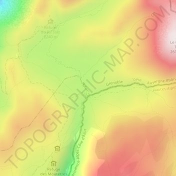 Mapa topográfico Plateau d'Emparis, altitud, relieve