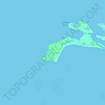 Mapa topográfico Port Royal, altitud, relieve