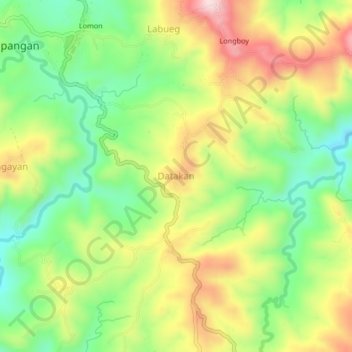 Mapa topográfico Datakan, altitud, relieve