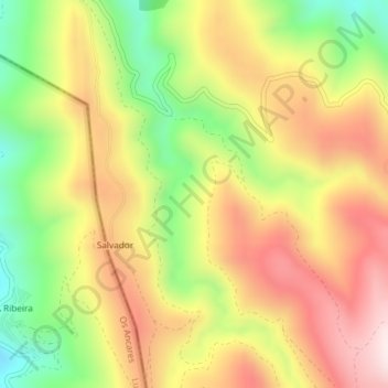 Mapa topográfico O Teso Confita, altitud, relieve