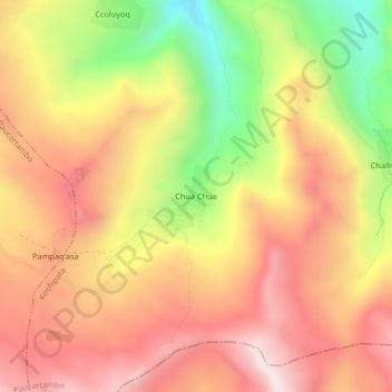 Mapa topográfico Chua Chua, altitud, relieve