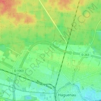 Mapa topográfico Hundshof, altitud, relieve