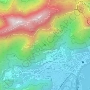 Mapa topográfico Cachoeira dos Primatas, altitud, relieve