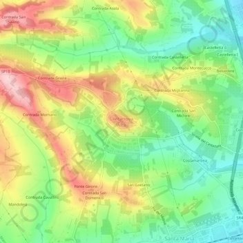 Mapa topográfico Civitanova Alta, altitud, relieve