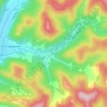 Mapa topográfico Kossuth, altitud, relieve