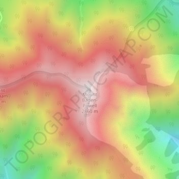 Mapa topográfico Mount Baden-Powell, altitud, relieve