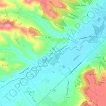 Mapa topográfico Larmont, altitud, relieve