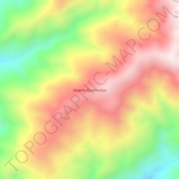 Mapa topográfico Vereda Quebradas, altitud, relieve
