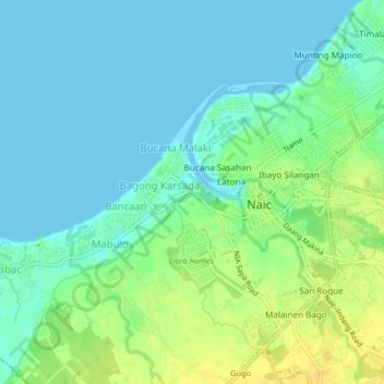 Mapa topográfico Sapa, altitud, relieve