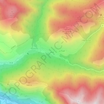 Mapa topográfico Lavail, altitud, relieve