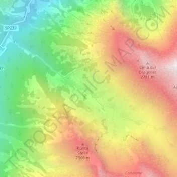 Mapa topográfico Gias Lagarot, altitud, relieve
