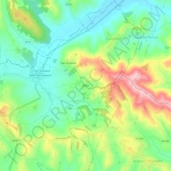 Mapa topográfico Patro, altitud, relieve