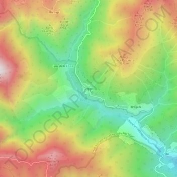 Mapa topográfico Creppo, altitud, relieve