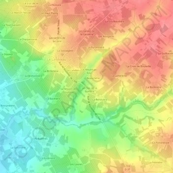Mapa topográfico La Guitière, altitud, relieve