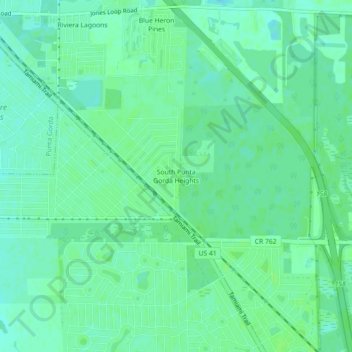Mapa topográfico South Punta Gorda Heights, altitud, relieve