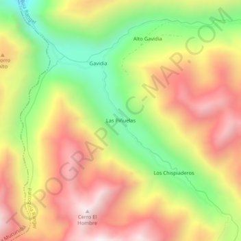 Mapa topográfico Las Piñuelas, altitud, relieve