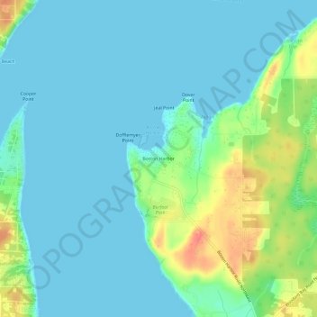 Mapa topográfico Boston Harbor, altitud, relieve