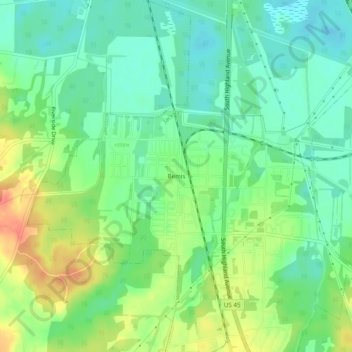 Mapa topográfico Bemis, altitud, relieve