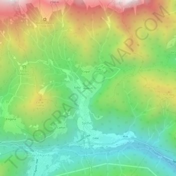 Mapa topográfico Andrich, altitud, relieve