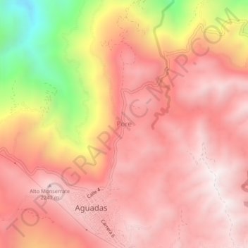 Mapa topográfico Pore, altitud, relieve