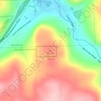 Mapa topográfico South Mountain, altitud, relieve