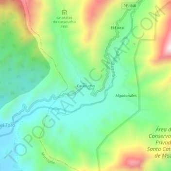 Mapa topográfico Caracucho, altitud, relieve