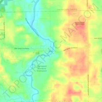 Mapa topográfico Alaska, altitud, relieve