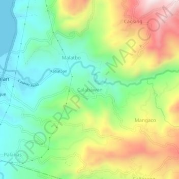 Mapa topográfico Calabawan, altitud, relieve