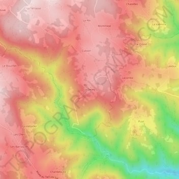 Mapa topográfico Le Devey, altitud, relieve
