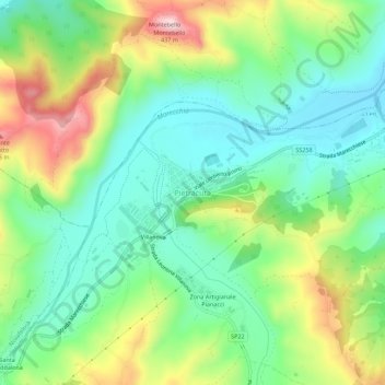Mapa topográfico Pietracuta, altitud, relieve