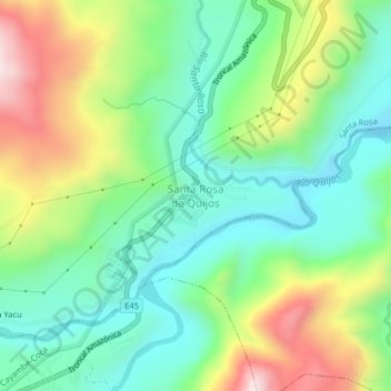 Mapa topográfico Santa Rosa de Quijos, altitud, relieve