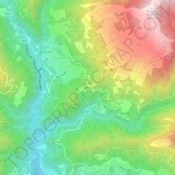 Mapa topográfico Lancisa, altitud, relieve