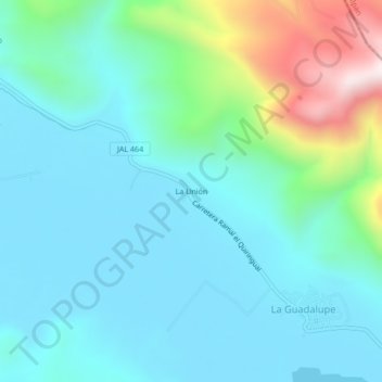Mapa topográfico La Unión, altitud, relieve