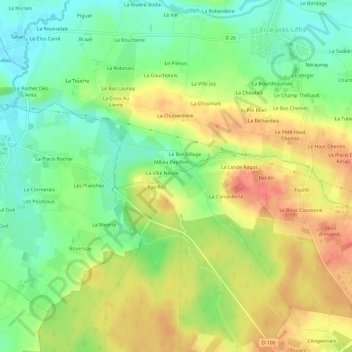 Mapa topográfico Bas Papillon, altitud, relieve