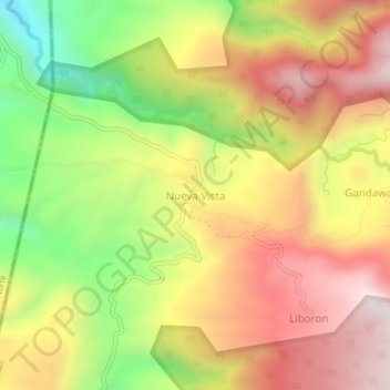 Mapa topográfico Nueva Vista, altitud, relieve