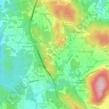 Mapa topográfico Fafião, altitud, relieve