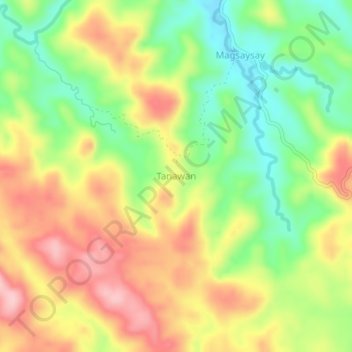 Mapa topográfico Tanawan, altitud, relieve