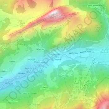 Mapa topográfico Sous les Saix, altitud, relieve