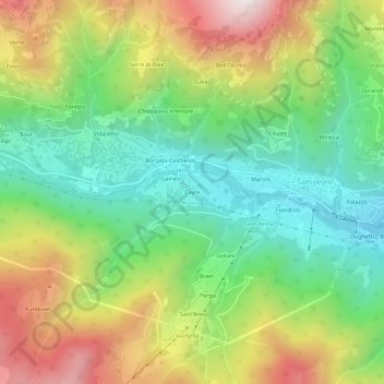 Mapa topográfico Cayre, altitud, relieve