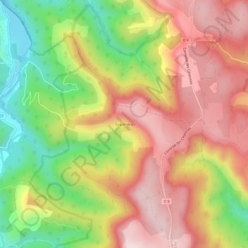 Mapa topográfico Solpérière, altitud, relieve