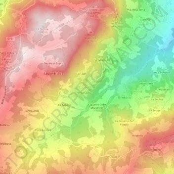 Mapa topográfico Castellaro, altitud, relieve