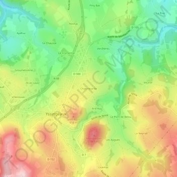 Mapa topográfico Chatimbarbe, altitud, relieve